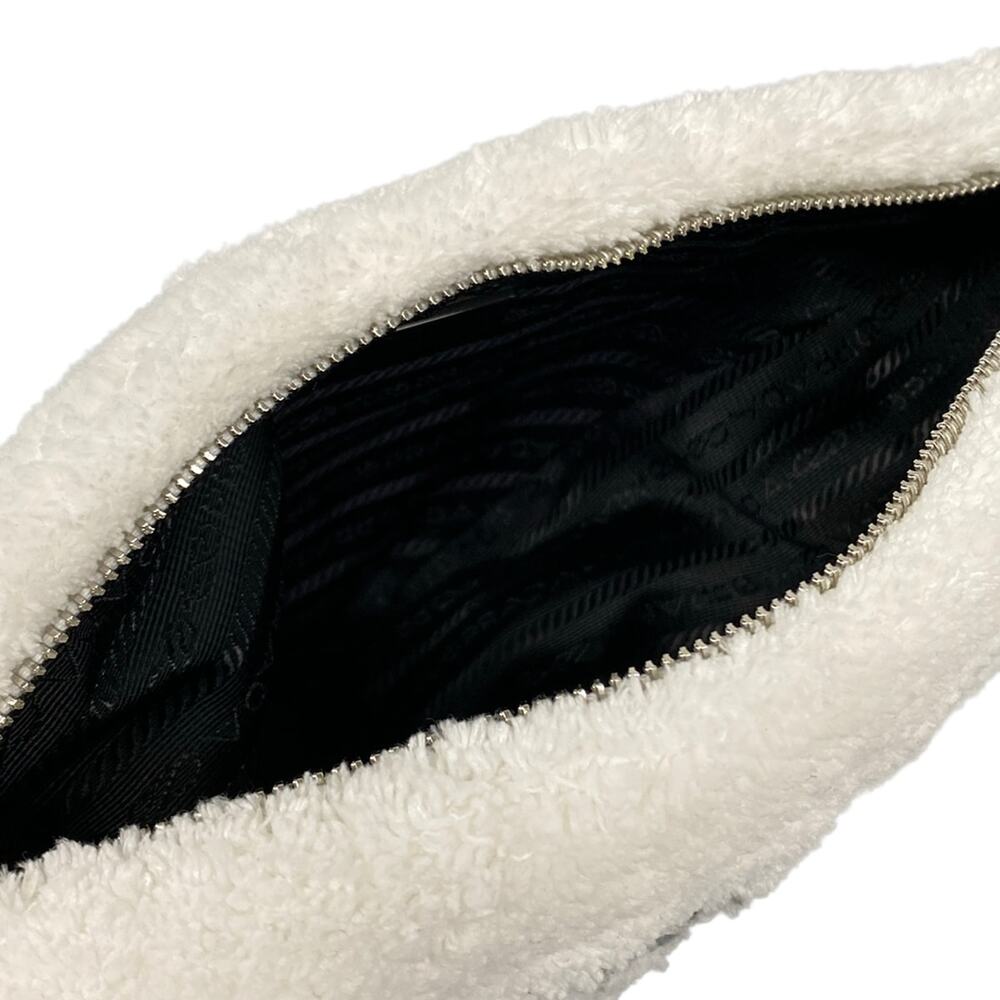 Prada Terry Shoulder Bag 1BH190 White Black - Picture 7 of 15